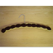 Grandma Crochet Vintage Wood Hanger Mid Century Modern Single Brown Gold Yellow