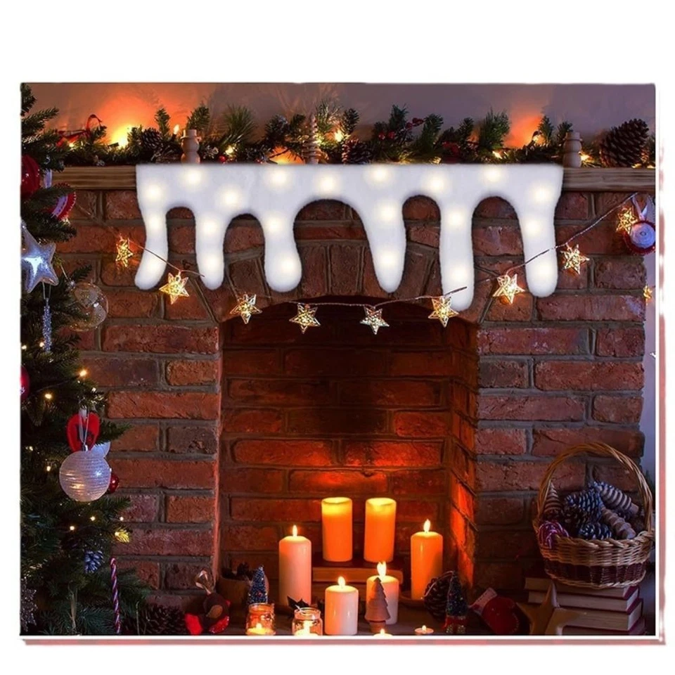 Warm White LED Fake Icicle Snow Blanket Artificial Snow Icicle Mantel Cover - Image 3 of 4