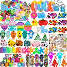 Mivanlin 124 Pcs Party Favors for Kids 4-8-12, Pop Fidget Treasure Box Toys, Goo