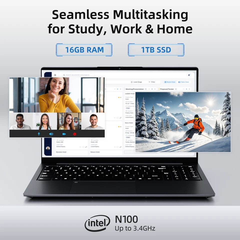 15.6 IPS FHD Laptop Intel Pentium 12th Quad Core N100 Backlit Kb Win11 16GB 1TB - Image 3 of 4