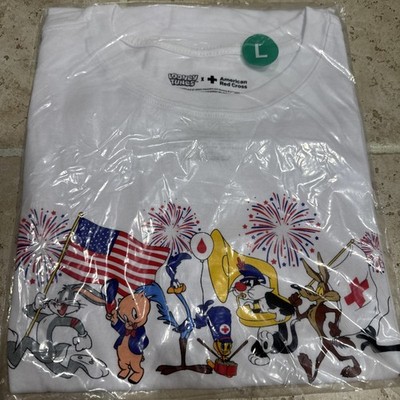 NEW LOONEY TUNES CHARACTER GRAPHICS AMERICAN RED CROSS T-SHIRT NEW SEALED Size L
