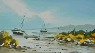 Stéphane LAURO: Low tide in summer, signed original lithograph, 250ex