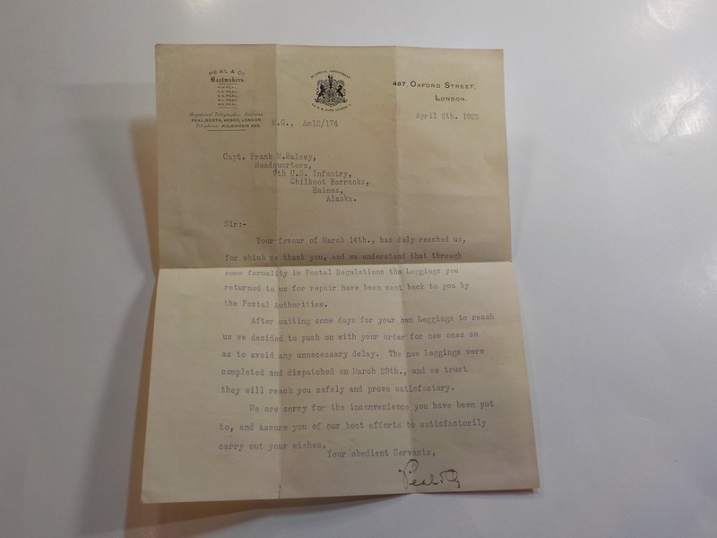 Military Letter 1923 Major Halsey Chikoot Barracks Haines Alaska WWII WW2 WW1