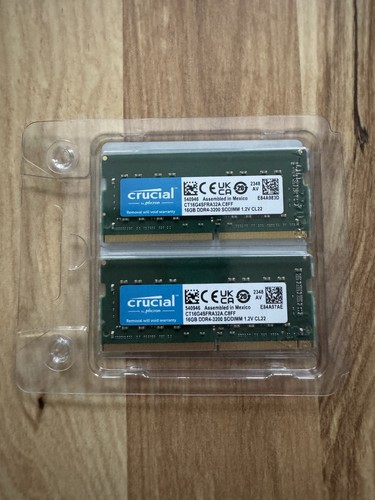 Crucial 32GB KIT (2x16GB) DDR4-3200 SODIMM Notebook RAM CT16G4SFRA32A - New - Afbeelding 2 van 3