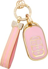 Pink Gold Girly Key Fob Cover Case for 2024-2023 Honda CR-V HRV Civic Accord Pil