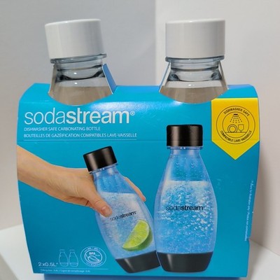 SodaStream 0.5L Carbonating Slim Bottle, 2 Pack, White, Soda Stream