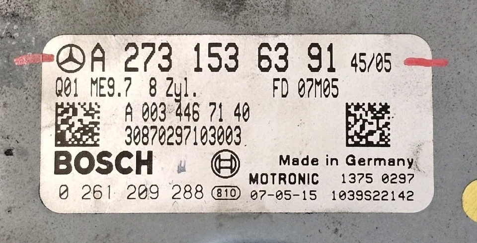 2008-2013 Mercedes-Benz C300 W Engine Control Module Unit ECU ECM A2731536391 - Image 3 of 4