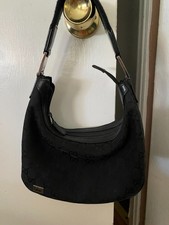 Vintage Authentic GUCCI Black Canvas GG Monogram Logo Hobo Shoulder Bag