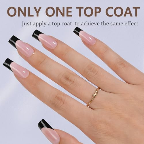 Black French Gel Nail Tips, 240Pcs French Tip Press on Nails Long Square, No - Picture 2 of 6