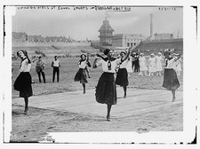 Chicago girls at Sokol Sports,Prague,Austria,tennis technique,1912,festival