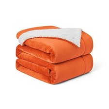 Sherpa Fleece Blanket Throw Size 50  x60   Plush Throw Fuzzy 50"x60" Orange