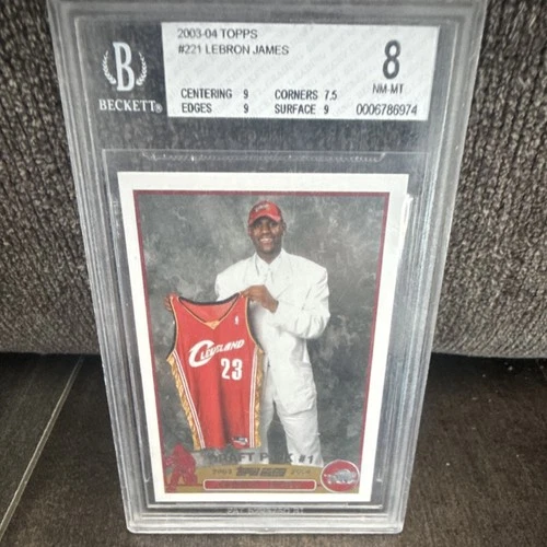 Topps 2003-04 LeBron James #221 Draft Pick Rookie Card BGS 8