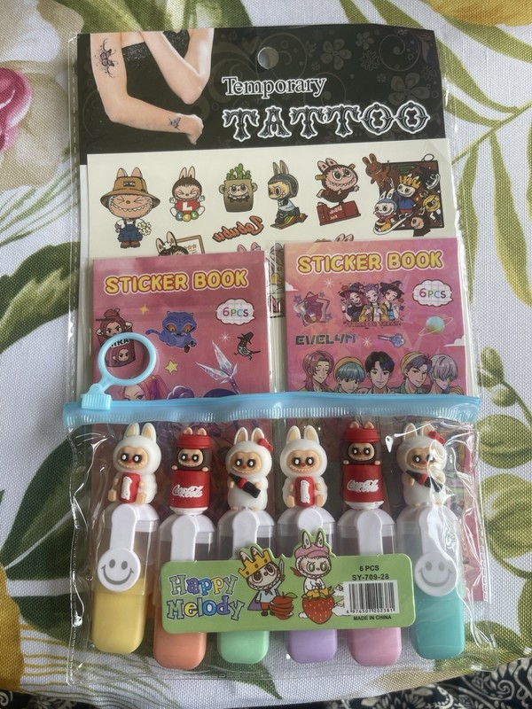 Happy Melody Cartoon Temporary Tattoo Sticker Book Set 6pcs Multicolor SY-709-28