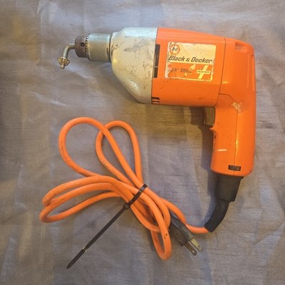 TESTED Vintage BLACK & DECKER 3/8'' Drill 7190 w/ Key Corded Electric Drill 3 amp