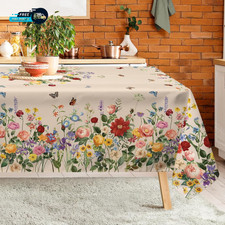 Vintage Floral Table Cloth Rectangle Machine Washable Flower Tablecloth