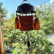 Vintage Kupfer Windspiel 3 Glocken Handgefertigt Boho Retro 70er Jahre Deko