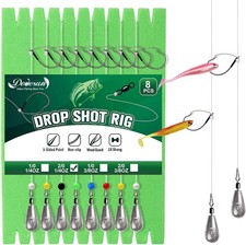 8PCS Ready Tied Drop Shot Rigs for Bass Fishing Drop Shot Hooks Fishing Rig w...