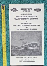 1964 Norristown Division Railroad Route of Liberty Liners Philadelphia Railway