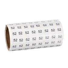0.4" Small Round Number Stickers Roll, 1000 Pcs Circle Labels, Black Number 52