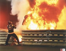 ROMAIN GROSJEAN Signed AUTO 11x14 Photo F1 Fiery Crash (PA - Pristine Auth COA) 