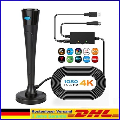 Digital TV Antenne mit Verstärker, Koaxialkabel Zimmerantenne 4K 1080p TV-Geräte