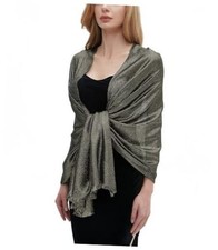 Womens Sparkling Metallic Shawls and Wraps for Evening Dresses Black/Gold
