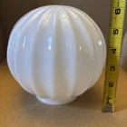 Milk Glass Ball Globe Ribbed 6” Inch Vtg Vintage Antique 3” Fitter