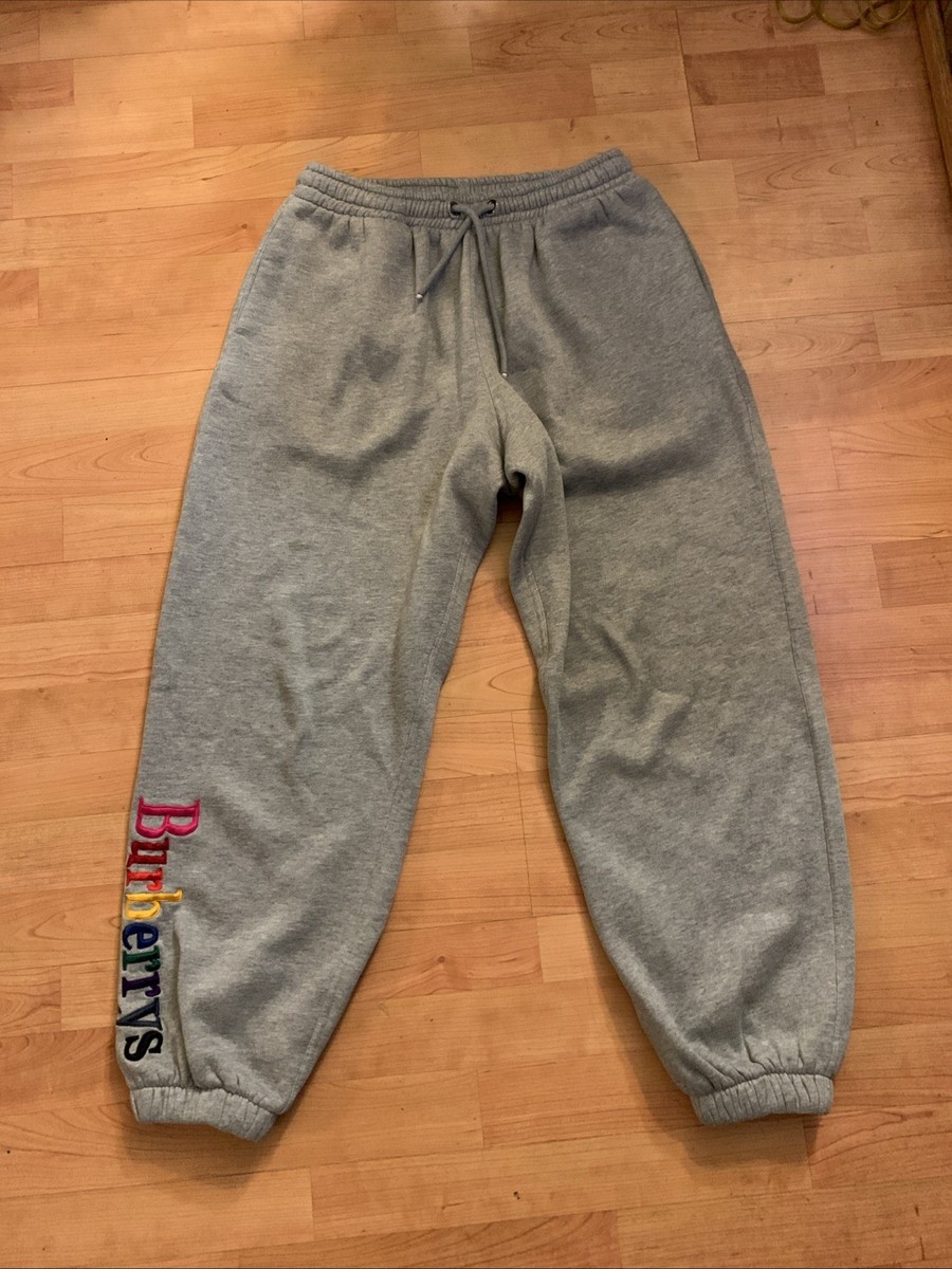 Burberry Rainbow Embroidered Logo Cotton Sweatpants Gray Sz M | eBay