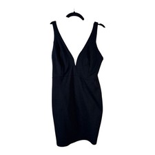 Lulus Black Bodycon Mini Dress Womens L LBD Sleeveless Cocktail Party Glam