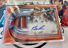 2025 Bowman Chrome Autograph Relic  RC Patch Auto Brooks Lee Twins | Orange /25