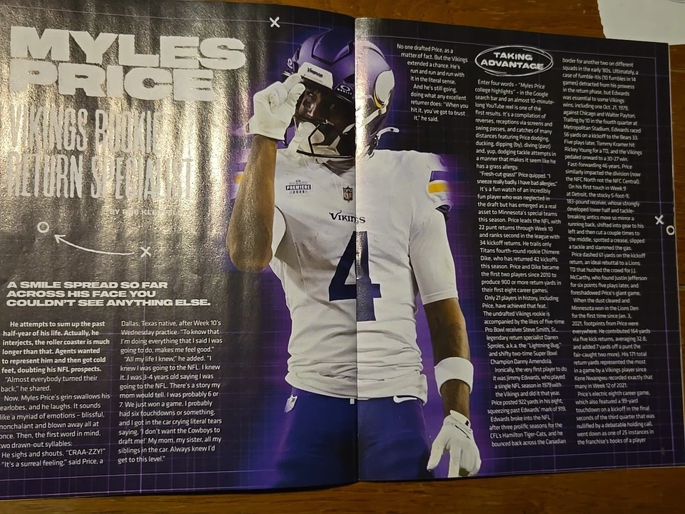 Minnesota Vikings VS Chicago Bears 2025 Programa del Día del Juego D'Andre Swift 16/11/25 Foto 2 de 2