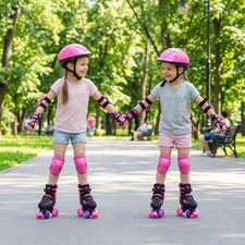 Kids Roller Skates for Girls Boys, 4 Sizes Adjustable Quad Skates for Ages 5-7