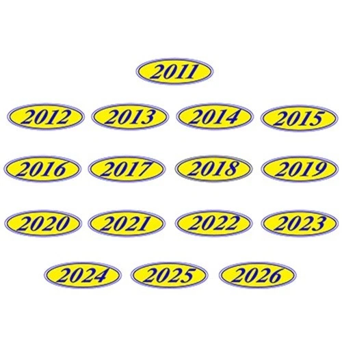 1 de cada año 2014-2026 Modelo Ovalado Parabrisas Año Pegatinas Vinilo Concesionario Foto 3 de 4