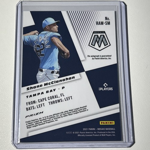 2021 Panini Mosaic Prizm Shane McClanahan #RAM-SM Rookie Auto Tampa Bay Rays - Picture 2 of 2