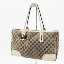 GUCCI Tote bag Web stripe GG canvas White Vintage Authentic From Japan
