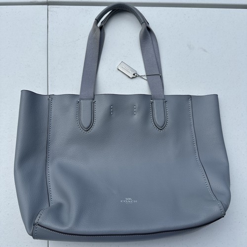 Coach Gray Leather Shoulder Tote Bag 12" Medium Size Good Shape Authentic