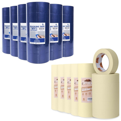 72Rolls Masking Tape 1.88 Inches X 60 Yards, Beige White/Blue Painters Tape for