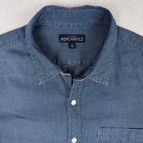 J.Crew Brushed Flex Oxford Button Up Shirt Mens L Blue Indigo Railroad Stripe - Picture 4 of 9