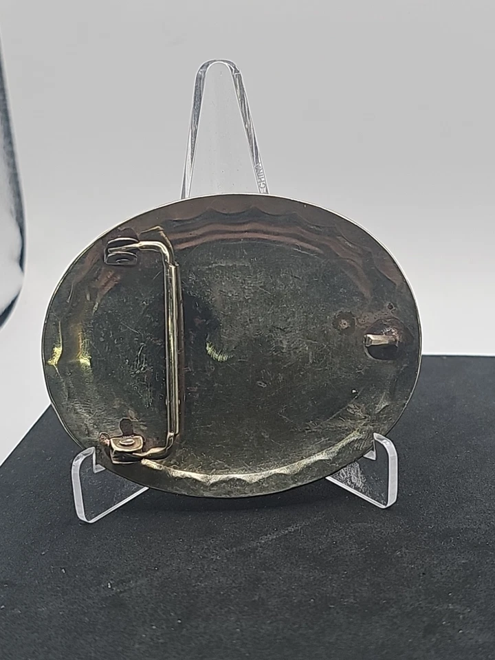 Squaw Wrap Native American Belt Buckle Turquoise Coral Eagle Nickel Silver RARE - Image 3 of 3