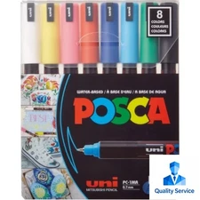 uni POSCA 8pk PC-1MR Water Based Paint Markers Extra Fine Tip 0.7mm in Assorted 