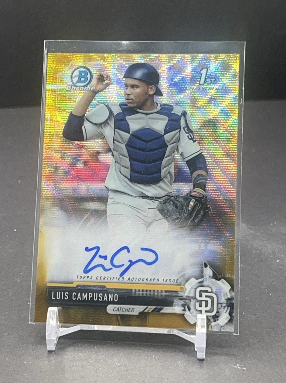 Luis Campusano 2017 Bowman Draft Chrome Draft Pick 1st Auto Gold Wave /50 #CDALC