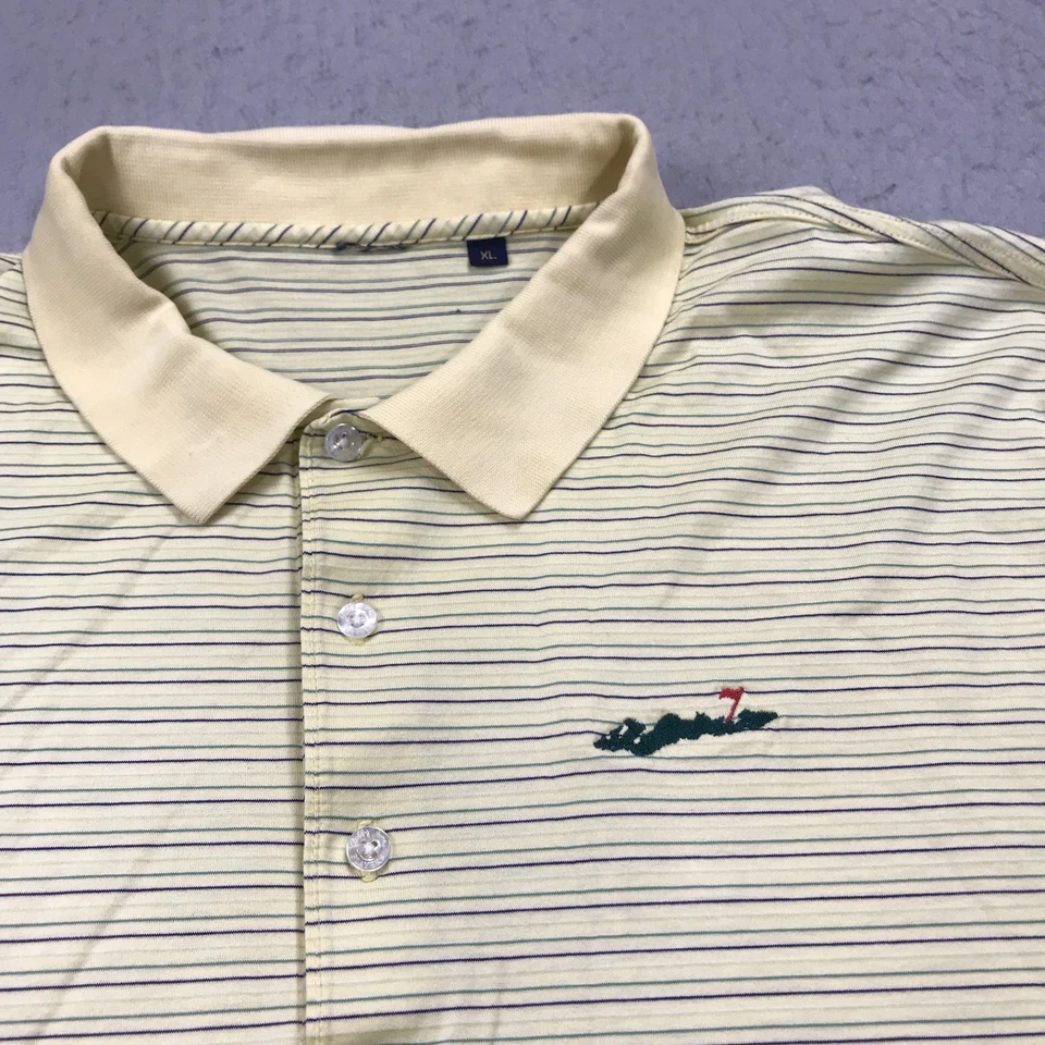 Fishers Island Golf Polo Shirt Mens XL Yellow Cotton Blend Striped Top 100 RARE - Image 3 of 4