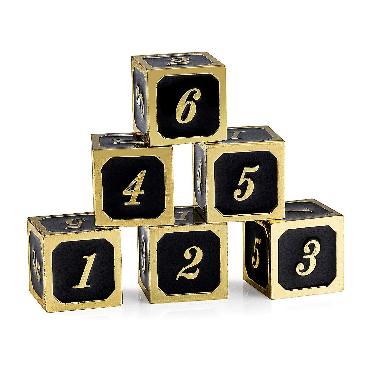 DNDND D6 Metal Dice Set, 6 Pieces 6 Sided Metal Die with Free Black Velvet Bag f