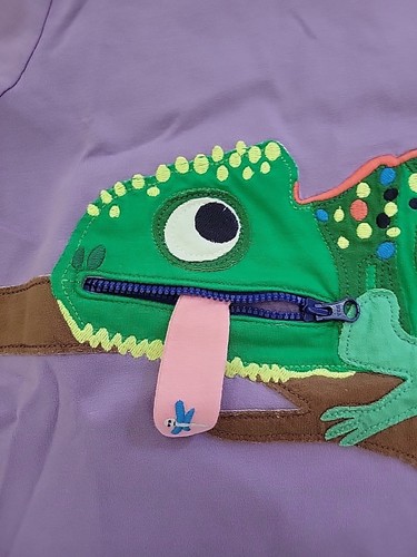 NWT Mini Boden Size 10-11 Boys Kids S/S Zip Applique Chameleon T-Shirt Tee Top - Picture 2 of 4