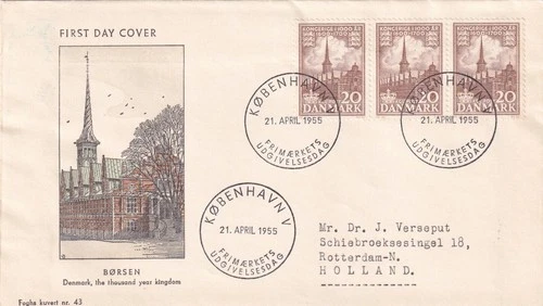 SA25d Denmark 1955 1000th Anniv of the Kingdom of Denmark, FDC