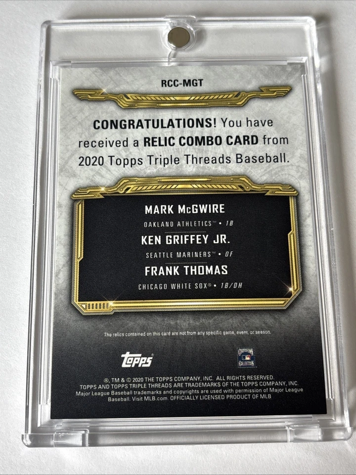2020 Triple Threads Relic Ken Griffey Jr Frank Thomas McGwire GAME WORN /36 SSP - Image 2 of 2