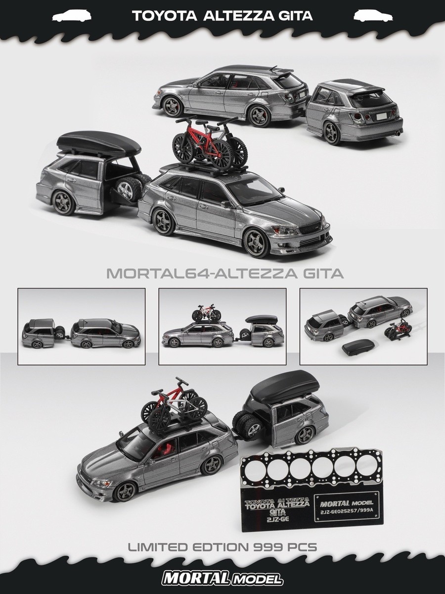 New 1:64 MORTAL Altezza Gita Elixir Modified Grey Trailer Collect