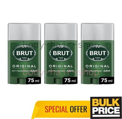 Brut Original Deodorant Stick Classic Signature Scent 48H Protect XXL 75ml 3 ...