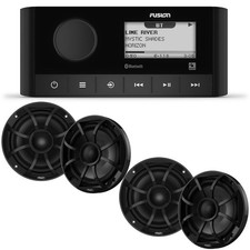 Fusion MS-RA60 Marine Stereo with Wet Sounds RECON6-BG 6.5" Marine Speakers