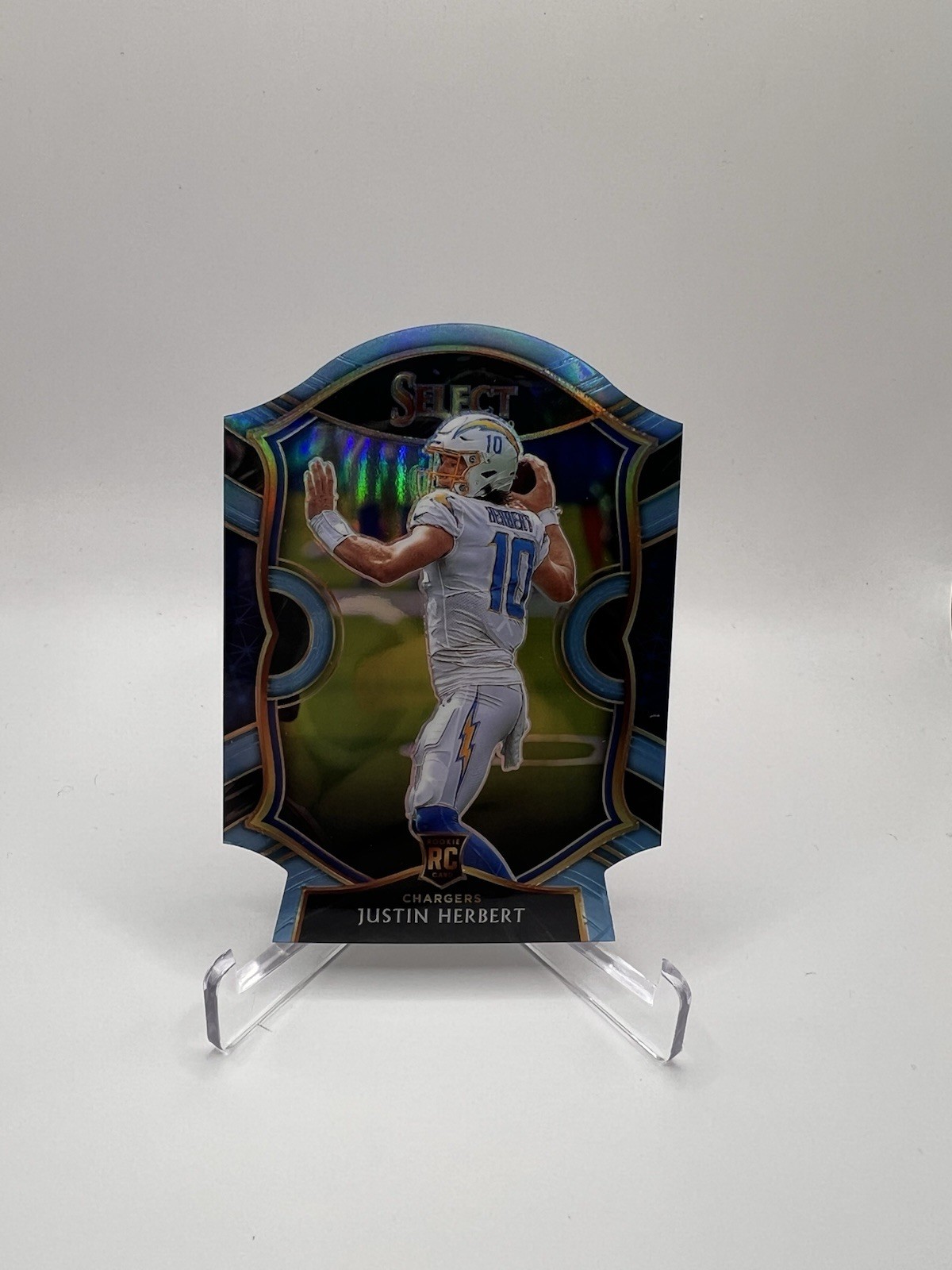 2020 Panini Select - Justin Herbert #44 - Concourse Light Blue Die Cut RC  